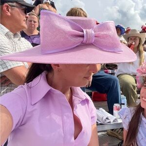 Purple Wide-Brim Hat with Bow
